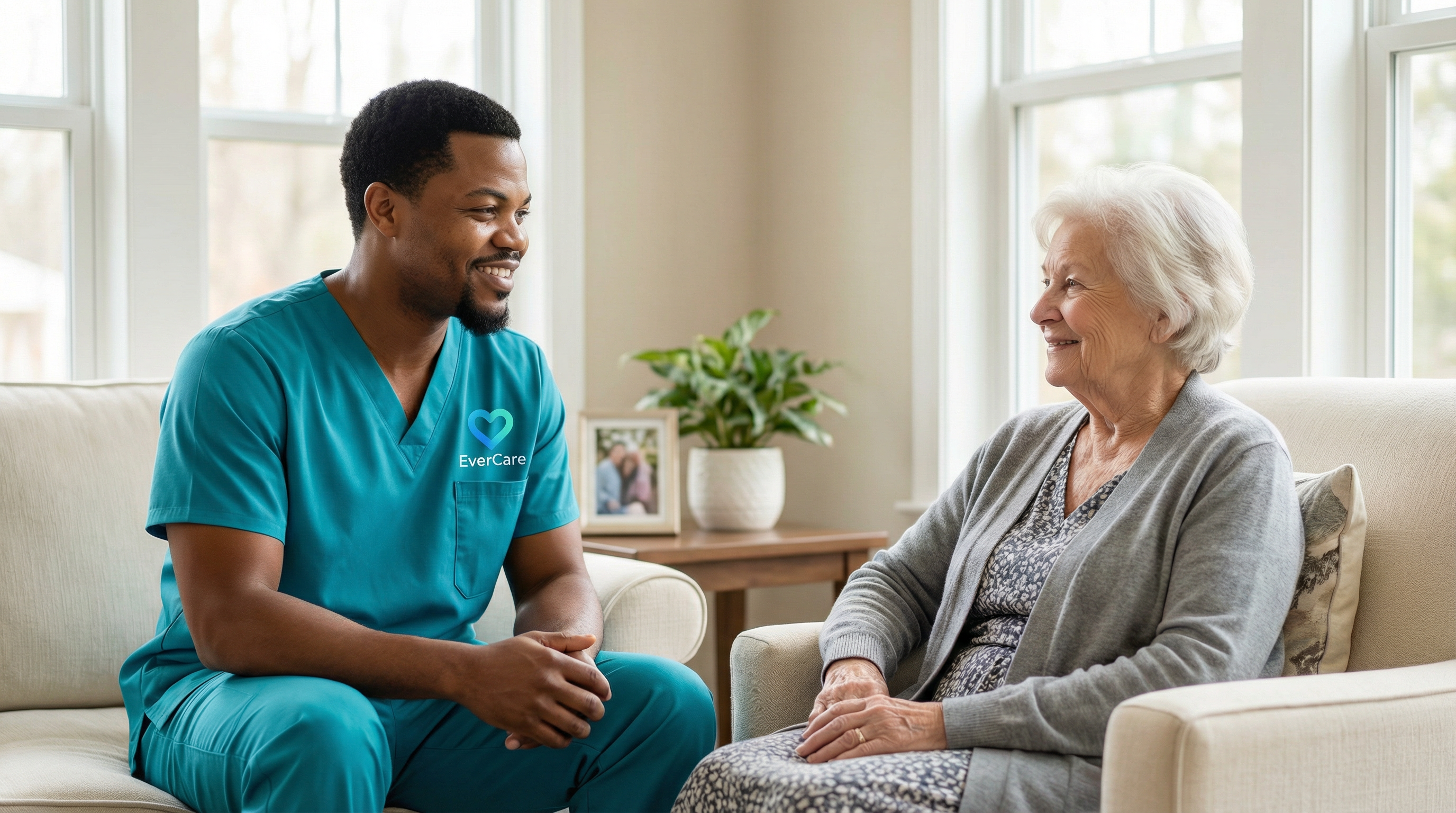 Professional caregiver providing compassionate home care